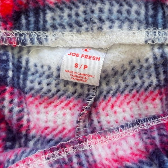 Joe Fresh Women's Plaid Fleece Pajama Set Sz S/P Red White Black Sleepwear - Picture 6 of 7